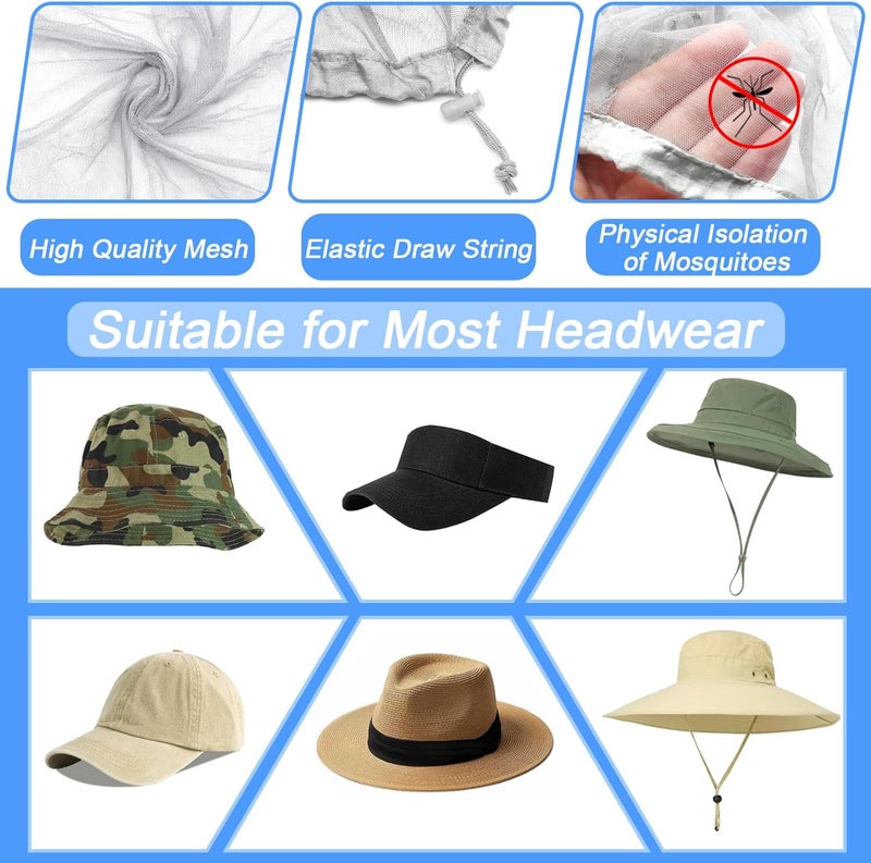 Anvin Mosquito Head Net Bug Hood for Fishing, Camping, Gardening Hat-Compatible Insect Shield Breathable Mesh Face Cover from No See Ums, Insects, Bugs(3 Pack, Upgraded One-Piece Design, Grey) - Image 2